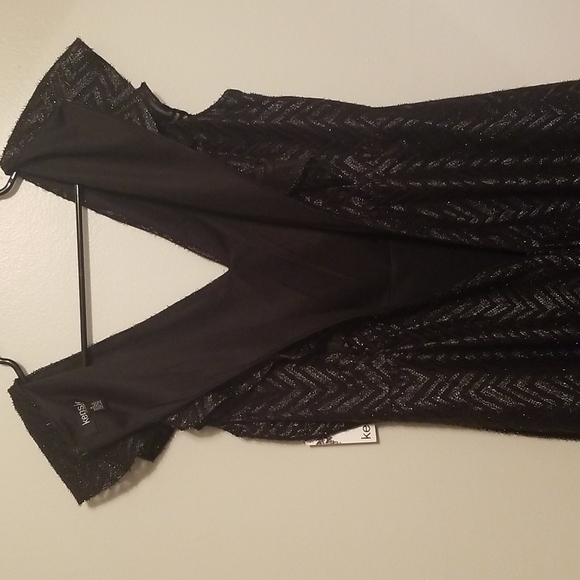 NWT Kensie Black Flutter Chevron Fit and Flare Cocktail Dress Size 8 - Picture 8 of 8